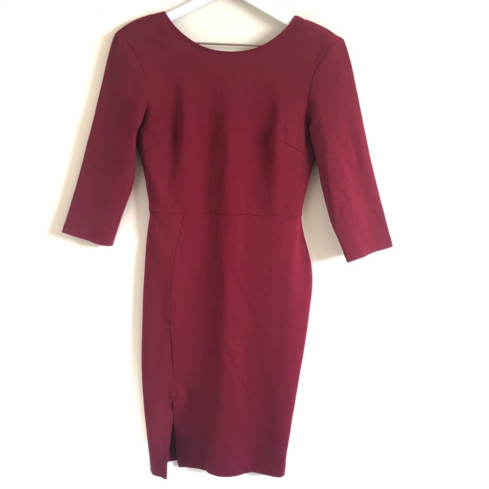 Lulu's Form Fitting Bodycon Burgundy Midi Dress